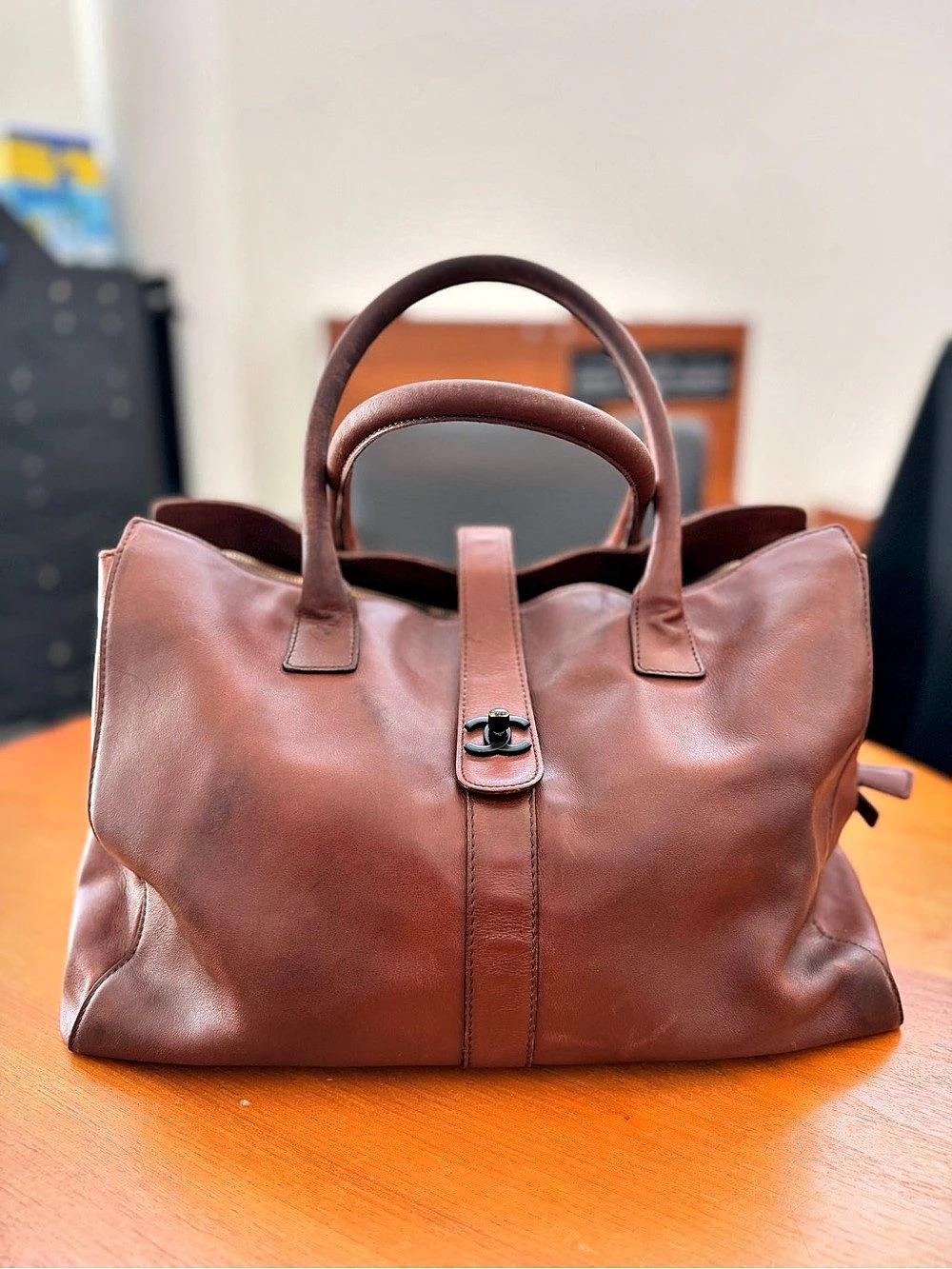 Chanel Brown Leather Tote Bag